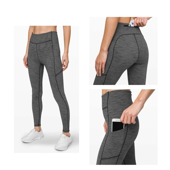 Lululemon Speed Up Tight in Variegated Knit Black Heathered Black - size 4 - Picture 1 of 14